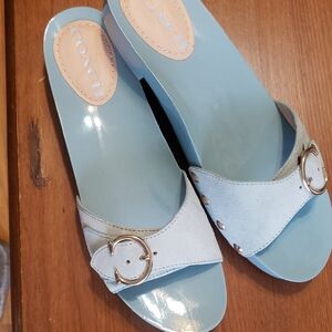 Coach Women's Light Blue Slide Sandals